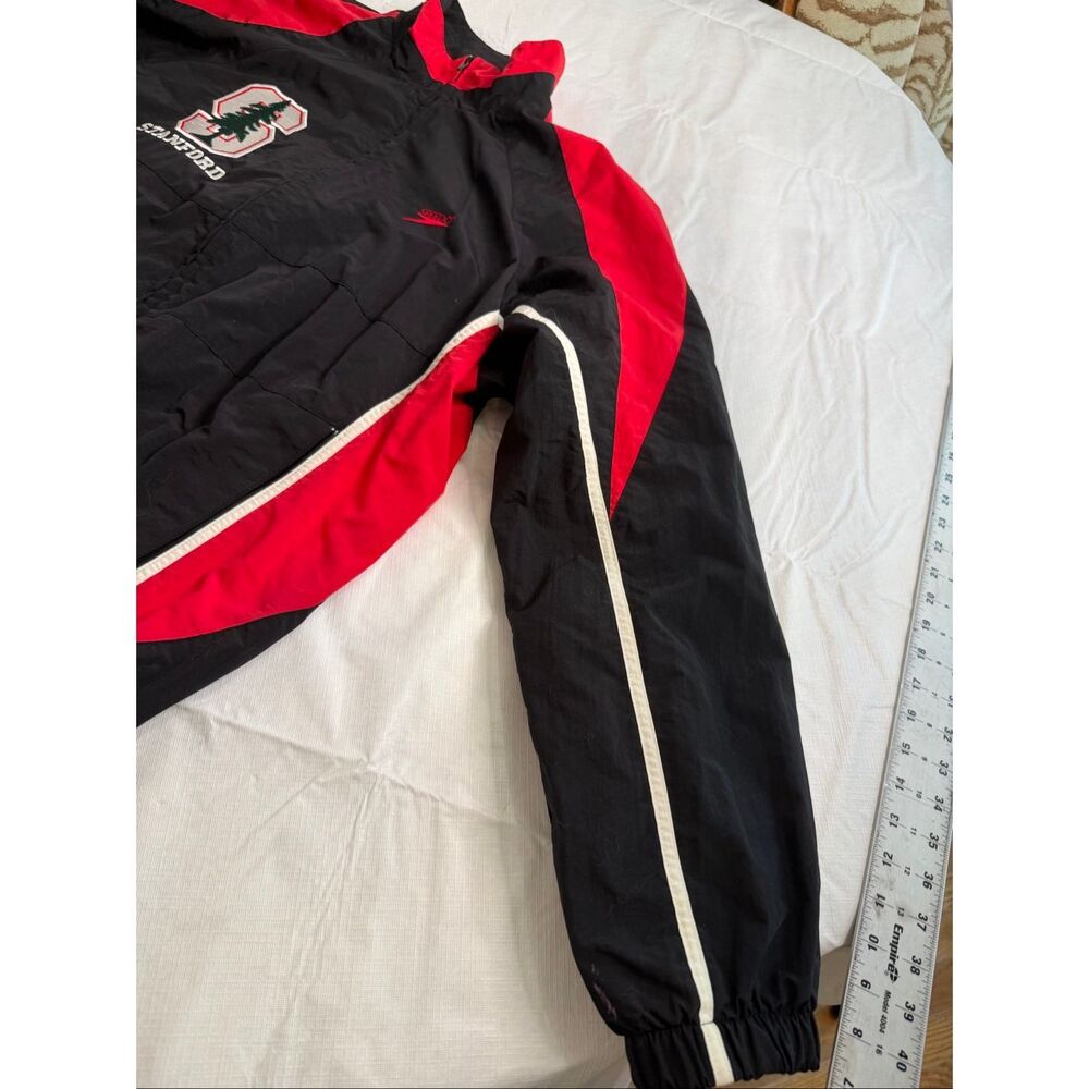 Speedo Stanford Cardinal Vintage Red Black Full Zip Windbreaker Jacket Size XL - Picture 6 of 13